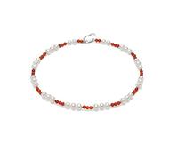 Necklaces Pearl Necklace Freshwater Pearl Necklace 8-9mm White Nearly Round Pearl with Red Agate Fashion Female Jewelry Women's Pendants