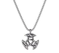 Necklaces Pendants Men, Chains with Celtic Triquetra Knot Men's and Women's Stainless Steel Necklace with Hollowed Trinity Knot Nordic Viking Irish Knot Protection Amulet fashionable
