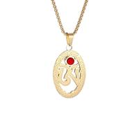 necklaces personalised necklace,Golden Trendy Red Gemstone Mysterious Geometric Rune Micro-Paved Zirconia Round Necklace Chain Clavicle Chain