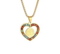 necklaces personalised necklace,Heart Shape Colored Cubic Zirconia Made to Order by Saint Benedict Pendant Necklace for Women Hip Hop Good Luck Jewelry Gift