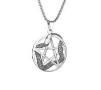 necklaces personalised necklace,Poisonous Python Wrapped Witchcraft Pentagram Pendant Necklace Men's Punk Jewelry Gift