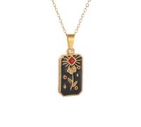 necklaces personalised necklace,Retro Tarot Card Three Dimensional Relief Sun Star Rose Flower Pendant Necklace Women Clavicle Chain Jewelry