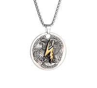 necklaces personalised necklace,Trendy Light Luxury Niche Retro Lightning Indian Style Round Silver Coin Hip-Hop Pendant for Men and Women