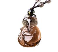 Necklaces Random hair 1Pcs Natural ice Species Obsidian fox Pendant Pendant Female trick Peach lucky fox Fairy Crystal Necklace with Certificate