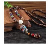 Necklaces Vintage Ethnic Style Lotus Ox Horn Wood Beaded Stone Pendants & Necklaces Statement Nepal Necklace Women Men Jewelry (Size : Style8)