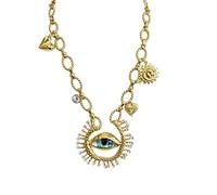 Neckline Accent Pendant Necklace Bold Link Jewelry with Eye Charm Centerpiece for Date Night Party Dressing Looks Retro Pendant Accessory Neckline Accent Outfit Charm Jewelry Party Look Date Night