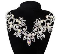 Neckline Crystal Applique Rhinestone Iron on Patch Bling Sew on Applique for Wedding Gown Party Costumes