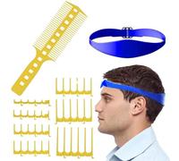 Neckline Shaving Template | Home Hair Cutting Guide Comb Set | Barber Hair Cutting Kit, Silicone Band Template, 7 Comb Teeth Accessories and Styling Tool