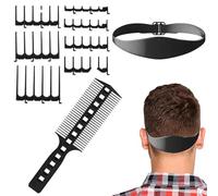 Neckline Shaving Template, Protection Set Comb Guide Clipper Set, Hair Cutting Kit, Silicone Hair Band Model, 7 for Comb Teeth and Pe Tool