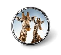 Necks of Giraffe Badges Circle with Button Design, Personalized Picture Pin Brooches, Round Badge Holders for Decorate Hat Shirt Clothing Bag Accessories