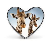 Necks of Giraffe Badges Heart with Button Design, Personalized Picture Pin Brooches, Heart Badge Holders for Decorate Hat Shirt Clothing Bag Accessories