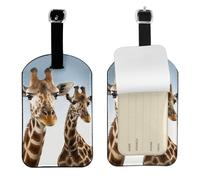 Necks of Giraffe Leather Luggage Tag - Personalized PU Leather Travel Bag ID Tag, Double-Sided Design, Privacy Protection, Ideal Travel Accessory