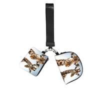 Necks of Giraffe Wristlet Keychain Wallet Pouch with Strap Double Zipper Small Coin Purse Portable Wrist Bag for Travel Gym Daily Use