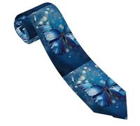 Necktie Blue Butterfly In The Water Pattern Men'S Tie Casual Silk Necktie Soft Tie For Wedding Funeral Business