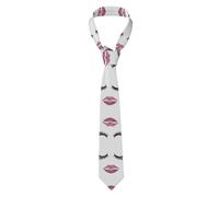 Necktie For Men, Skinny & Standard Width, Non-Slip Keeper, Wrinkle-Resistant Business & Wedding Accessory Gift Set, Eyelash Lip White Men'S Necktie, Man Ties, Cosplay Tie For Party, Work Ties For Men