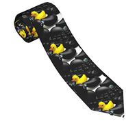 Neckties For Men Funny Yellow Rubber Duck In Black Ducks Print Casual Formal Elegant Mens Tie 3.15"/8cm For Weddings Party Birthday Banquet Graduation