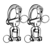 NECMETU Snap Shackle Sailing Halyard, 316 Stainless Steel Clevis Swivel Jaw Swivel Shackle, Quick Release Snap Hook for Sailing Rigging Shackles (3-1/2 Inch - 2Pcs)