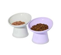 Necoichi BPA-Free Elevated Cat Food Bowls, 15° Tilted, 2-Pack (Lilac Ice)