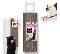 Necoichi Cardboard Hang & Scratch Doorknob Cat Scratcherfor Indoor Cats - Cat Scratching Board, Cat Scratch Pad Lounger with Reversible Usability and Extra Comfort for Wall (White)