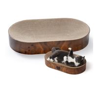 Necoichi Cat Scratcher Bowl Capsuke for Indoor Cats - Cat Scratching Lounger with Reversible Usability and Extra Comfort for Lounge, Cardboard Bed Couch(XL, Dark Cherry)