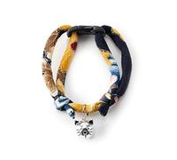 Necoichi Chirimen Hanabi Fireworks Cat Collar (Midnight Blue) with Bell Safety Breakaway Soft Lightweight for Cats Kitty Kitten Japanese Stylish Pattern, No.1 Seller in Japan