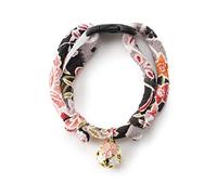 Necoichi Chirimen Sakura Cat Collar, Black, 0.04 kg