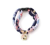 Necoichi Chirimen Sakura Cat Collar, Blue, 0.04 kg