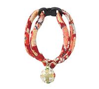 Necoichi Chirimen Temari Dynasty Cat Collar, Red, 0.04 kg