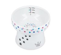 Necoichi Elevated Ceramic Cat Bowls for Indoor Cats - Raised Cat Food Bowl, Cat Water Bowl, Cute Lifted Cat Dishes for Food, Whisker Friendly, Anti-Spill Feeding for Small Pet, Kitten, 4.1” Dots Style