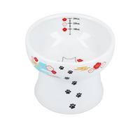Necoichi Elevated Ceramic Cat Bowls for Indoor Cats - Raised Cat Food Bowl, Cat Water Bowl, Cute Lifted Cat Dishes for Food, Whisker Friendly, Anti-Spill Feeding for Small Pet, Kitten, 4.1” Fuji Style