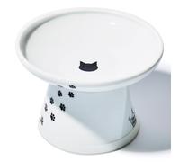 Necoichi Extra Wide Raised Cat Food Bowl, Cat, White, XL, 0.6 kg