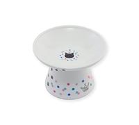 Necoichi Extra Wide Raised Cat Food Bowl (Colorfu Dots Limited Edition, Extra Wide), White