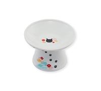 Necoichi Extra Wide Raised Cat Food Bowl (Fuji Edition, Extra Wide), White