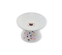 Necoichi Extra Wide Raised Cat Food Bowl (Sakura Limited Edition, Extra Wide), White