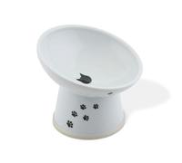 Necoichi Raised Cat Food Bowl - Ceramic Elevated 15° Tilted Cat Bowl for Whisker & Neck Fatigue, Dishwasher Microwave Safe - Non-Slip & Anti Vomiting Ergonomic Design (Cats, Regular Tilted)