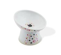 Necoichi Raised Cat Food Bowl - Ceramic Elevated 15° Tilted Cat Bowl for Whisker & Neck Fatigue, Dishwasher Microwave Safe - Non-Slip & Anti Vomiting Ergonomic Design (Sakura, Regular Tilted)
