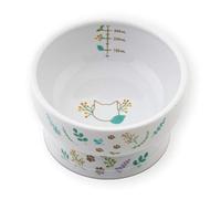 NECOICHI Raised Cat Water Bowl, Elevated, with Measurement Lines, Dishwasher and Microwave Safe, No.1 Seller in Japan! (2022 Botanical Garden Limited Edition New, Regular), White (DC-0704-BG22US)