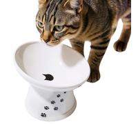 Necoichi Tilted Stress Free Raised Cat Food Bowl, White