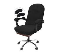 NeColorLife Office Chair Cover with Armrest Covers Stretchable Desk Chair Cover with Zipper Thick High Back Office Seat Cover for Extra Large Executive (Big Tall Man) Chairs(X-Large Size,Black)