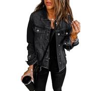 Necooer Distressed Authentics Women's Denim Jacket, B-black, XXL