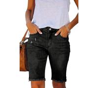 Necooer Women's Summer Denim Five-Minute Trousers Casual Versatile Shorts Slim Black Jeans(Black-10,L)