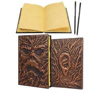 Necronomicon Horror Journal - Faux Leather DND Spellbook Notebook with 120 Pages of Aged Deckle Paper, 3D Undead Cover & 2 Pencils | Gothic Gift for DMs, Witches, Artists & Halloween Rituals