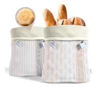 Reusable Bread Bags for Homemade Bread (2 Pack) - XL Cotton Beeswax Bags, Sourdough Bag, Beeswax Bag, Sourdough Storage