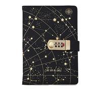NectaRoy A5 Travel Journal with Lock(The Sea of Star), PU Leather Password Notebook, Lockable Diary Planner Agenda for Office School Supplies Student Stationery Birthday Gift, 215x145mm