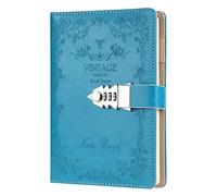 NectaRoy Lockable Diary Lock Journal, PU Leather Cover Writing Notebook Planner, Wire Binding Lined Daily Travel Journal with Lock, Password Notepad with Pen Holder, 215x150mm