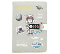 NectaRoy Lockable Diary, PU Leather Password Notebook(Universe Planet), A5 Secret Travel Journal with Lock for Office School Supplies Student Stationery Birthday Gift, 210x145mm