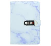 NectaRoy PU Leather Cover Writing Notebook, Lockable Diary Lock Journal, Marble Pattern Wire Binding Lined Daily Travel Journal with Lock, Password Notepad with Pen Holder, Size 218x150mm