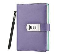 NectaRoy PU Leather Refillable Password Notebook Writing Journal Diary Planner Organizer with Combination Lock, Loose-Leaf Lined Notepad Sketchbook with Pen, 5.3" x 7.3"