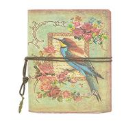 NectaRoy Retro Vintage Leather Writing Journal Notebook, 2-Holes European Style Spiral Bound Loose-Leaf Refillable Daily Sketchbook Diary Traveler with Blank Inserts and Zipper Pocket, 188x142mm