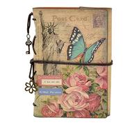 NectaRoy Retro Vintage Leather Writing Journal Notebook, 6-Holes European Style Spiral Bound Loose-Leaf Refillable Daily Sketchbook Diary Traveler with Blank Inserts and Zipper Pocket, 185x130mm
